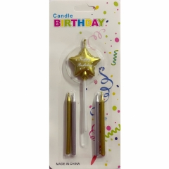 Свечи декортаивные набор со звездой (1+4 шт/6,5 см, 9 см..).  ЗОЛОТАЯ ЗВЕЗДА, Китай