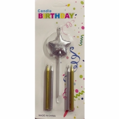 Свечи декортаивные набор со звездой (1+4 шт/6,5 см, 9 см..).  СЕРЕБРЯНАЯ ЗВЕЗДА, Китай