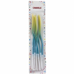 Свечи декор.  ВОЛНА. Желто-голубой градиент, 15см с подставками (6 шт) в асс., Китай