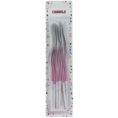 Свечи декор. ВОЛНА. Серебряно-розовый градиент, 15см с подставками (6 шт) в асс., Китай