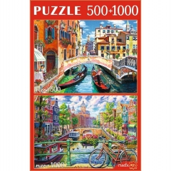 НАБОРЫ ПАЗЛОВ 2в1 (500+1000) ВЕНЕЦИЯ И АМСТЕРДАМ, ООО "Рыжий Кот", РФ