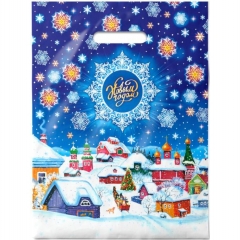 Пакет ПВД 30х40см./30 мкм., (50 шт/уп) с вырубной ручкой "НГ. СТУЖА", ООО "ИНТЕРПАК", РФ