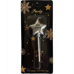 Свеча декортаивная ЗВЕЗДА на палочке (10см) СЕРЕБРО, Китай