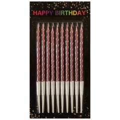 Свечи д/торта "СПИРАЛЬ" Розовый (13,5 см.)., с подставками (10 шт.), Китай