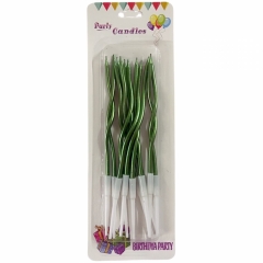 Свечи декор. ВОЛНА. Зеленая, 13,5см с подставками (12 шт) в асс., Китай