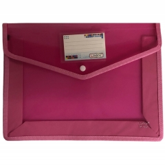 Папка на кнопке А4 с карманом для визитки, РОЗОВАЯ, Китай