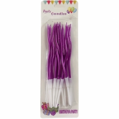 Свечи декор. ВОЛНА. Фуксия, 13,5см с подставками (12 шт) в асс., Китай