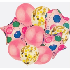 Набор шаров "ФОНТАН"/РОЗОВЫЙ/"воздушные шары" (4 латекса, 3 конфетти, 3 фольга), Китай