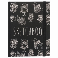 Скетчбук А5, 64л., на резинке "Black&White. Совы",  MILAND, РФ