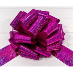Бант-шар 10 см голография МАЛИНОВЫЙ, OMG gift, Китай