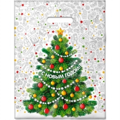 Пакет ПВД 31х40см./60 мкм., (50 шт/уп) с вырубной ручкой "НГ. КАНИКУЛЫ", ООО "ИНТЕРПАК", РФ