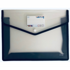 Папка на кнопке А4 с карманом для визитки, ПРОЗРАЧНАЯ, Китай