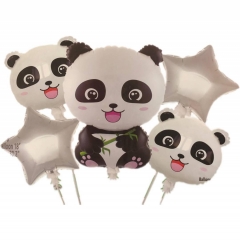 Шар фольга фигура (набор 5 шт) "Зверушки. Панда", Китай
