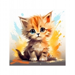 Холст с красками 20х20 по номер. в кор "Малыши-животные" (16цв) Красочный рыжий котик, ООО "Рыжий Кот", РФ/пр-во: Китай
