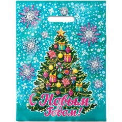 Пакет ПВД 30х40см./30 мкм., (50 шт/уп) с вырубной ручкой "НГ. НАРЯДНАЯ ЗИМА", ООО "ИНТЕРПАК", РФ