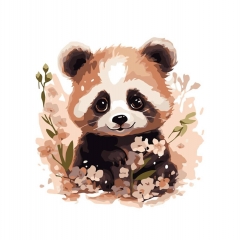 Холст с красками 20х20 по номер. в кор "Малыши-животные" (16цв) Панда в цветах, ООО "Рыжий Кот", РФ/пр-во: Китай