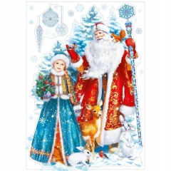 Наклейка двухстор. д/декорирования  «Дед Мороз и Снегурочка» 33х23 см., (778), АО "Мир поздравлений", РФ Наклейка двухстор. д/декорирования  «Дед Мороз и Снегурочка» 33х23 см., (778), АО "Мир поздравлений", РФ
