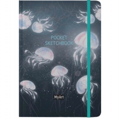Pocket СКЕТЧБУК А6/48 л., на резинке. МЕДУЗЫ, "Проф-Пресс"/MyArt., РФ