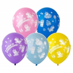 Шар 12" (25шт) шелкография. Единорог С Д.Рождения, Веселая Затея, Китай