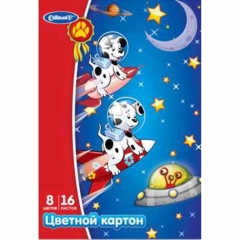 Картон цветной Далматинцы, А4, 16 листов, 8 цветов,CULLINAN, РФ