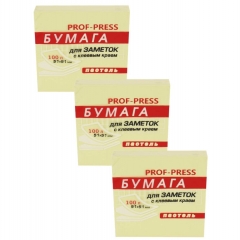 Бумага для заметок 100л., клеевой край, 51*51 мм, ЖЕЛТАЯ, Profit, РФ