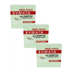 Бумага для заметок 100л., клеевой край, 51*51 мм, ЗЕЛЕНАЯ, Profit, РФ